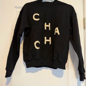 Black Sweater with Cream Lettering CHA by Me and Em